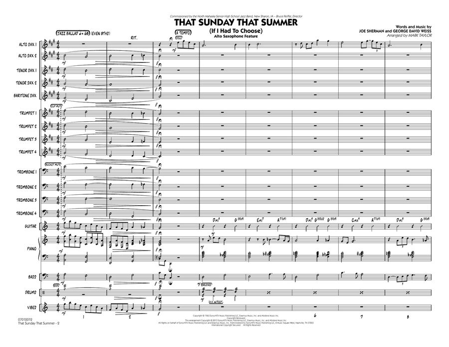 That Sunday That Summer (If I Had to Choose) - Conductor Score (Full Score) Jazz Ensemble scores gallery preview page 2