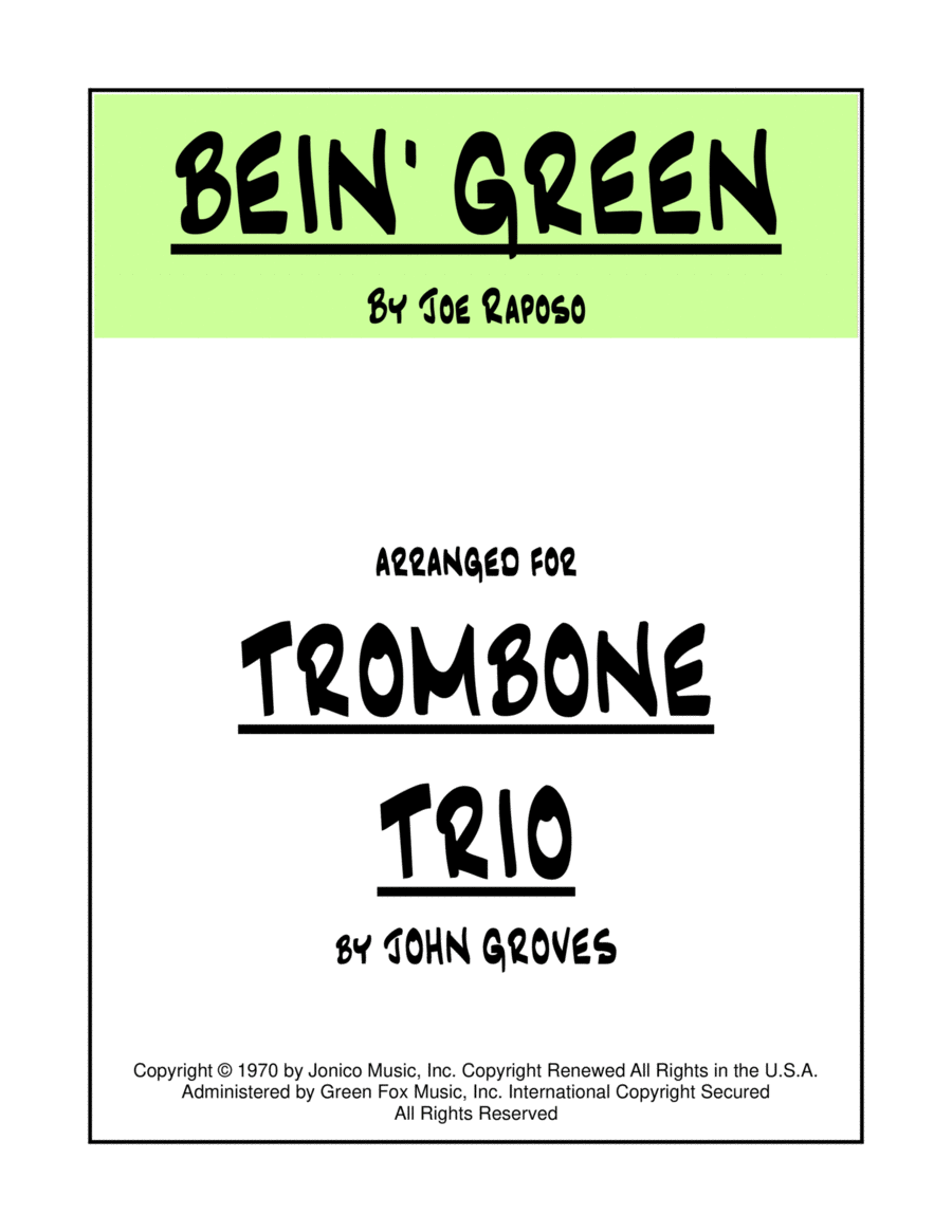 Bein' Green Trombone Trio scores gallery preview page 1