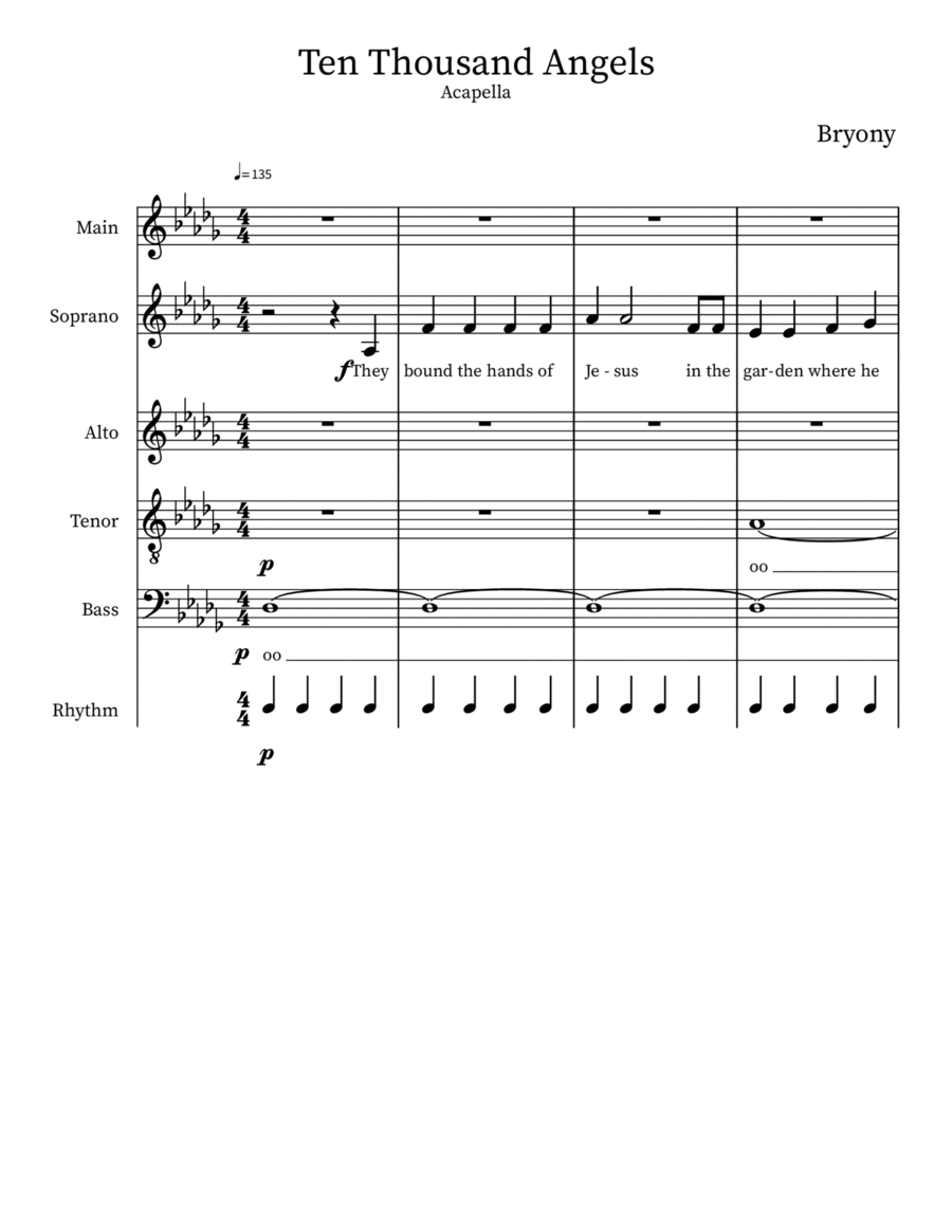 Ten Thousand Angels 4-Part scores gallery preview page 1