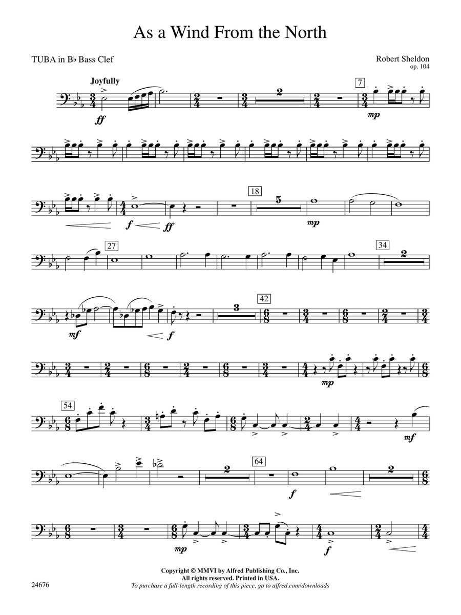 As a Wind from the North: (World Part) B-flat Tuba B.C.