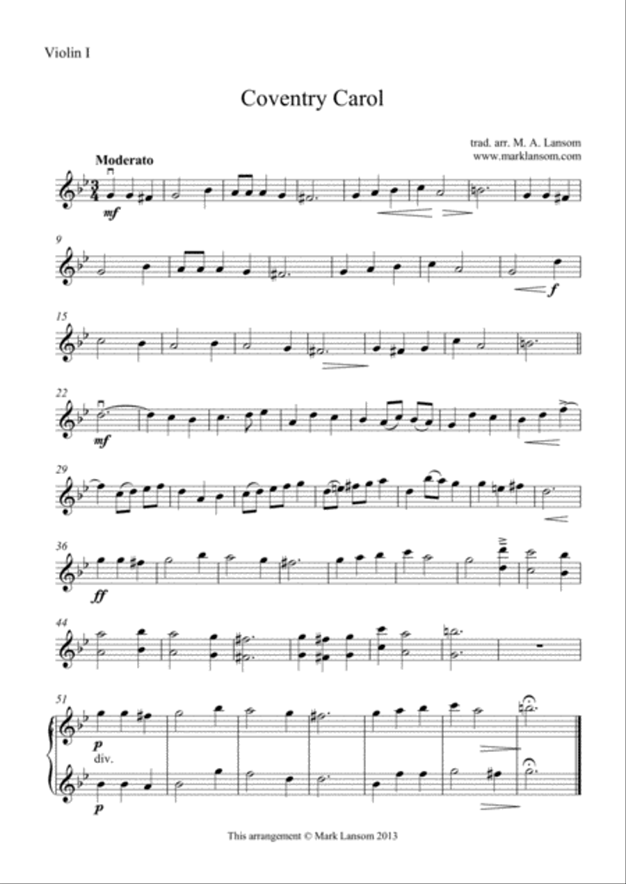 Coventry Carol String Orchestra scores gallery preview page 3