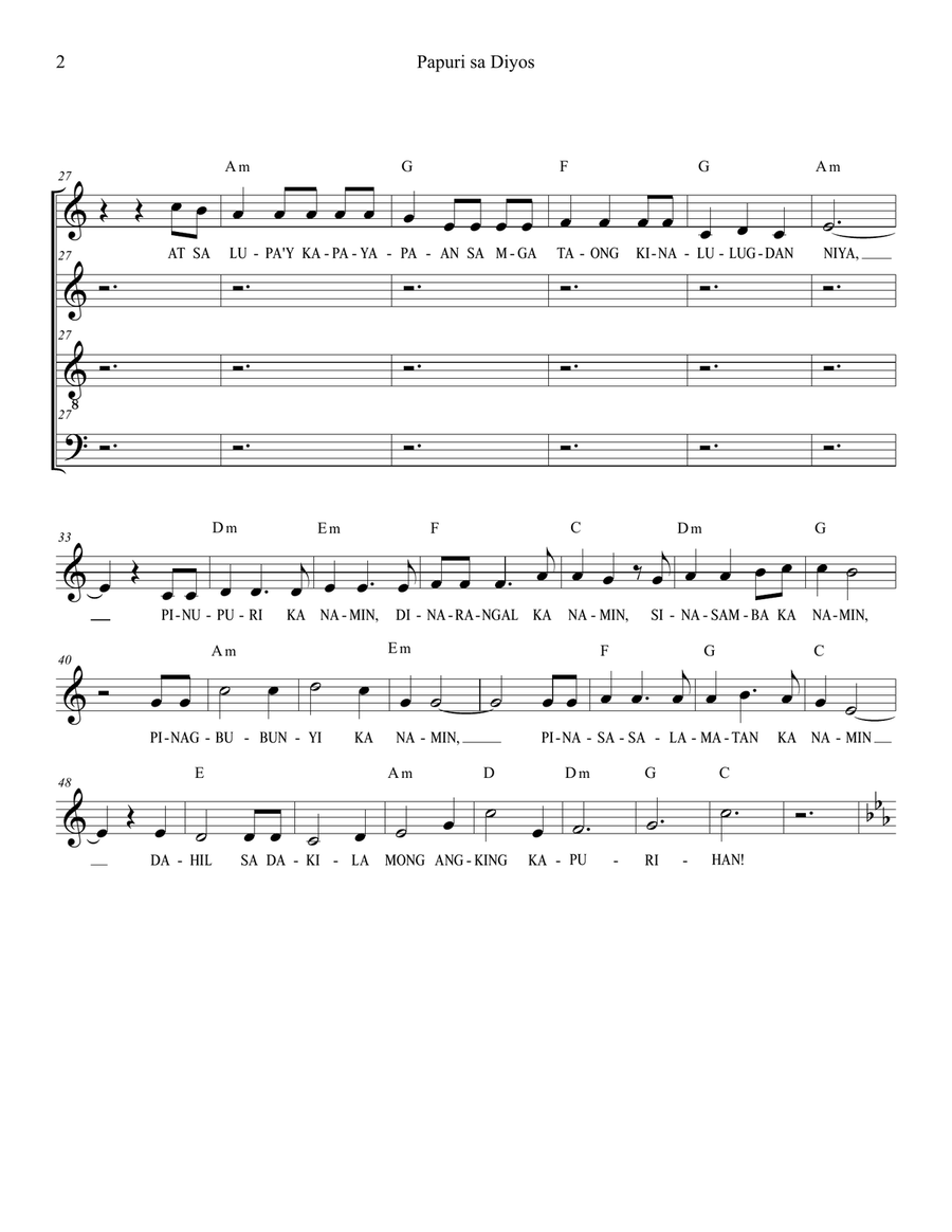 Papuri sa Diyos (SATB) Papuri sa Diyos (SATB) SA scores gallery preview page 2