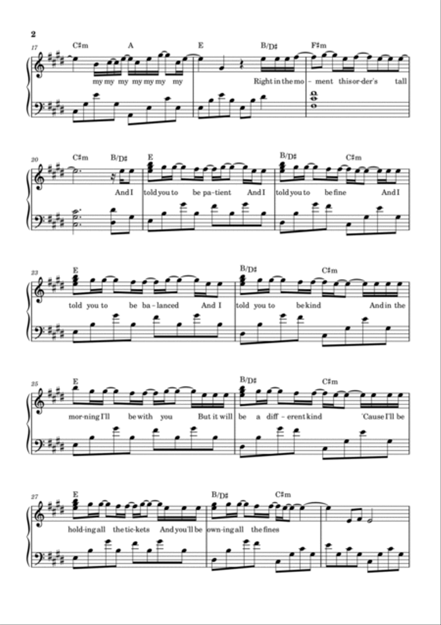Skinny Love Easy Piano scores gallery preview page 2