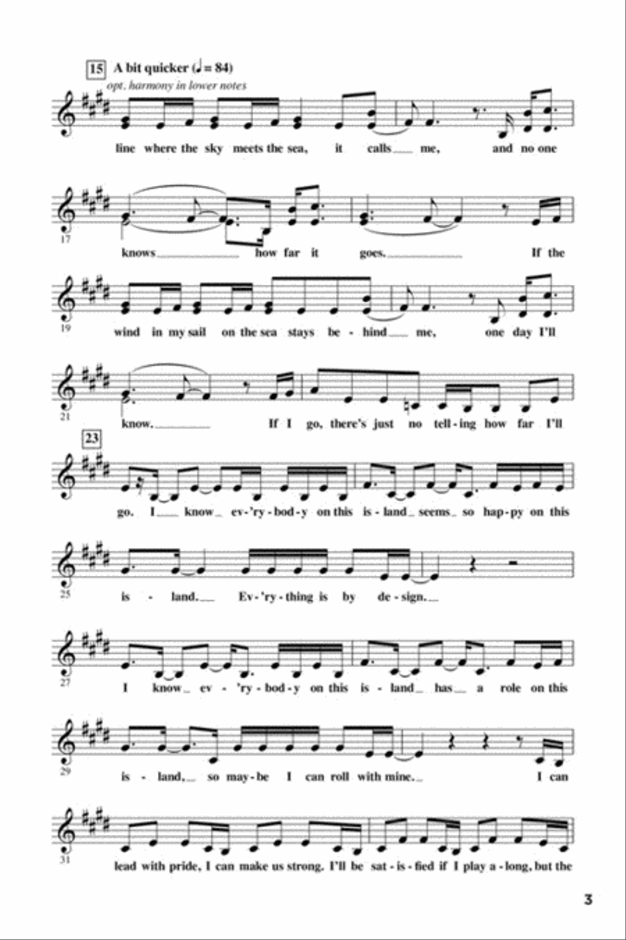Let's All Sing Songs from MOANA Choir scores gallery preview page 3