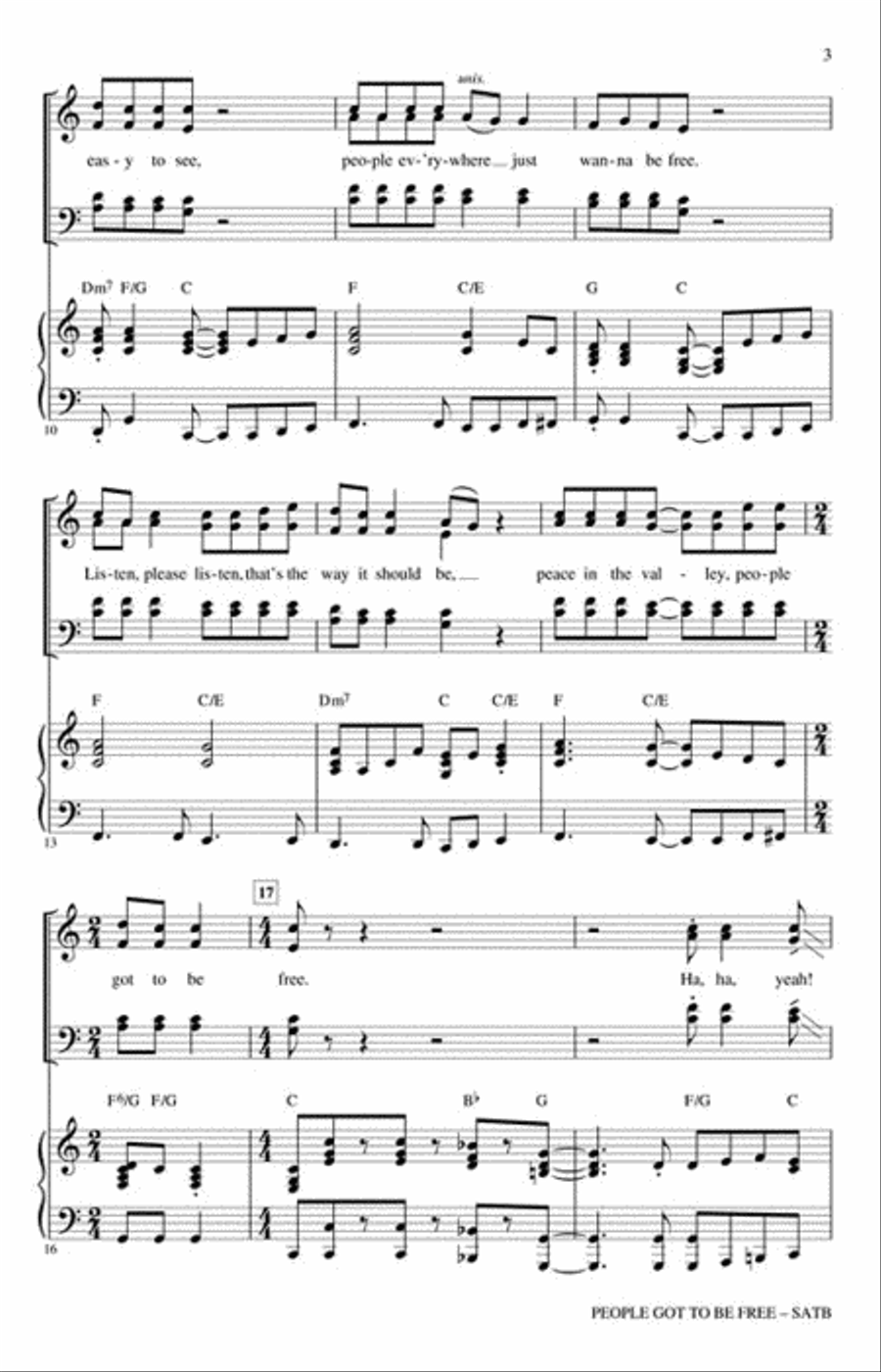 People Got to Be Free People Got to Be Free 4-Part scores gallery preview page 3