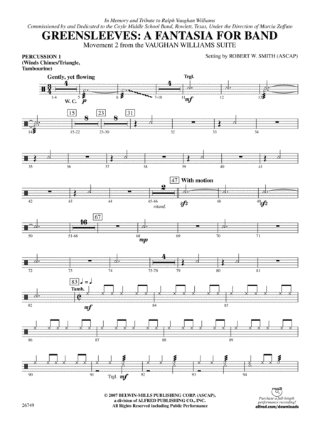 Greensleeves: A Fantasia for Band: 1st Percussion