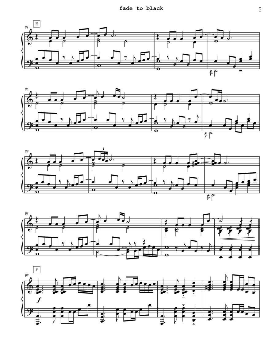 Fade To Black Piano Solo scores gallery preview page 5
