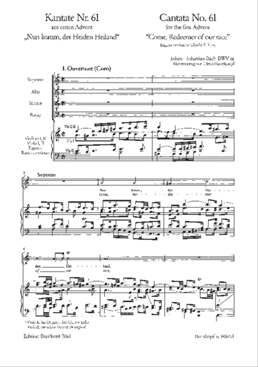 Cantata BWV 61 “Come, Redeemer of our race” STB scores gallery preview page 2