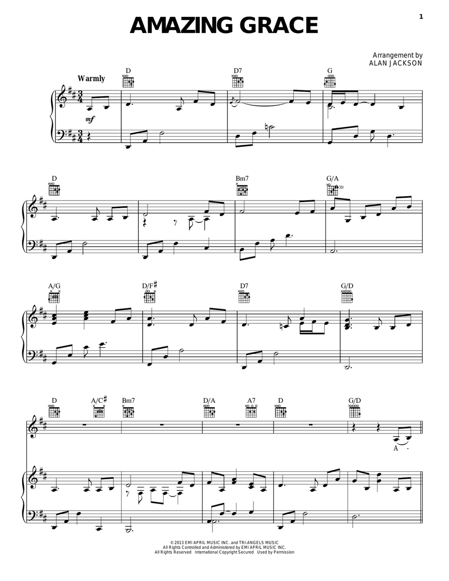 Amazing Grace Guitar scores gallery preview page 1