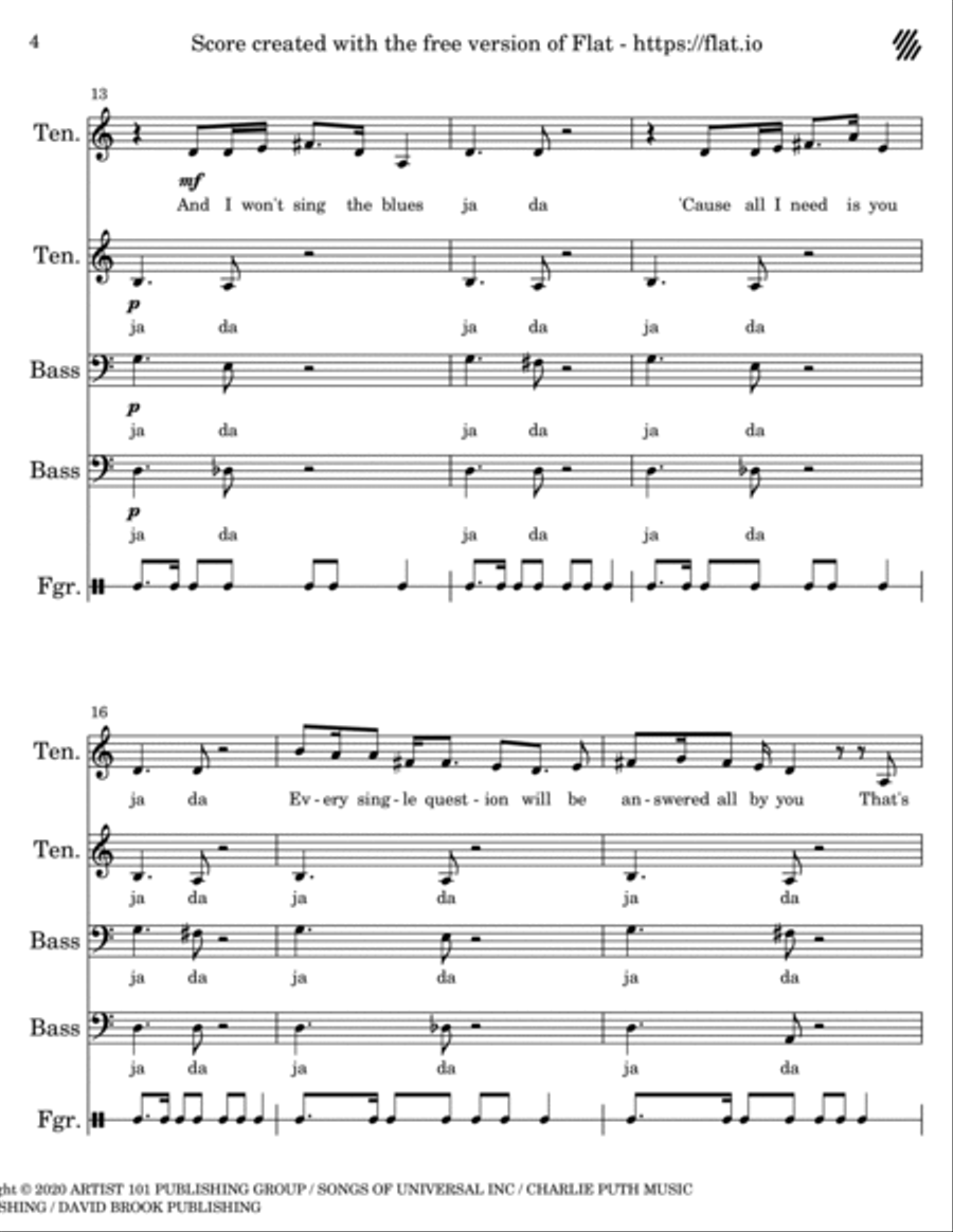 Some Type Of Love TTBB scores gallery preview page 4