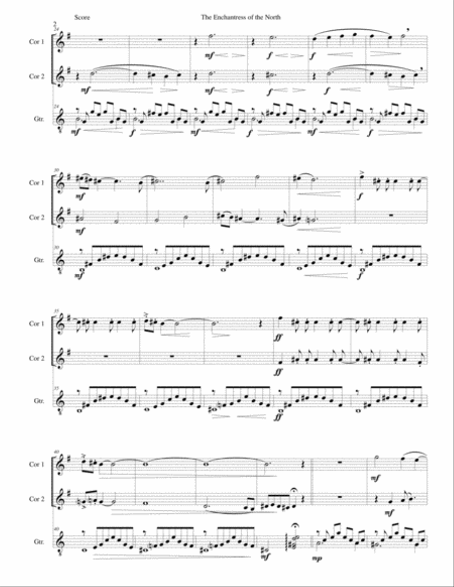 The Enchantress of the North (L'Incantatrice del Norte) for 2 cors anglais and guitar English Horn scores gallery preview page 2