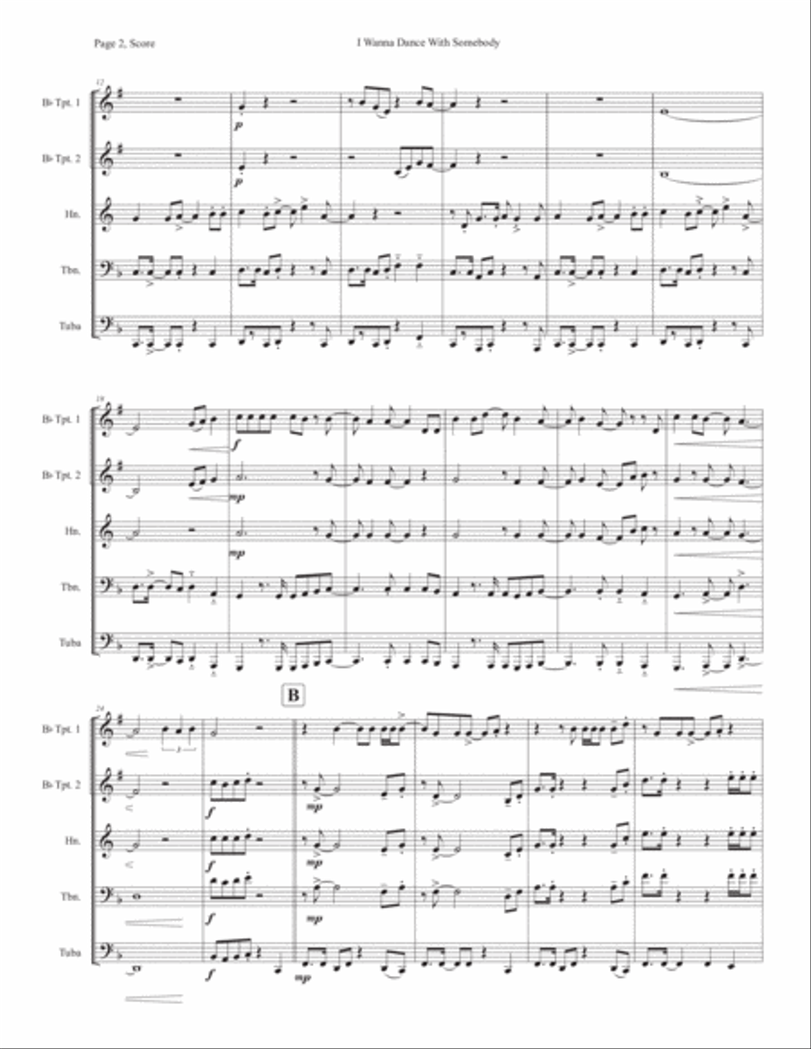 I Wanna Dance With Somebody Horn scores gallery preview page 2