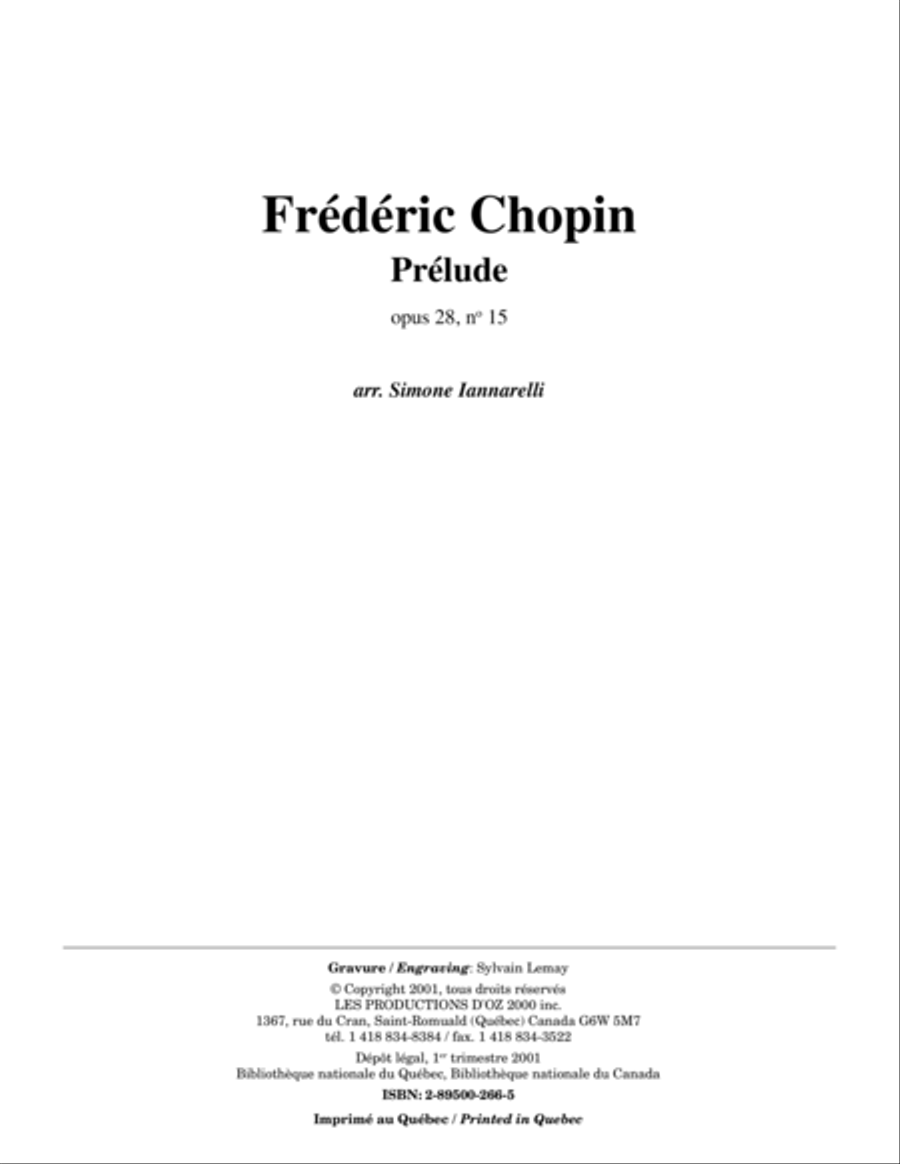 Prélude, opus 28, no 15 Classical Guitar scores gallery preview page 1