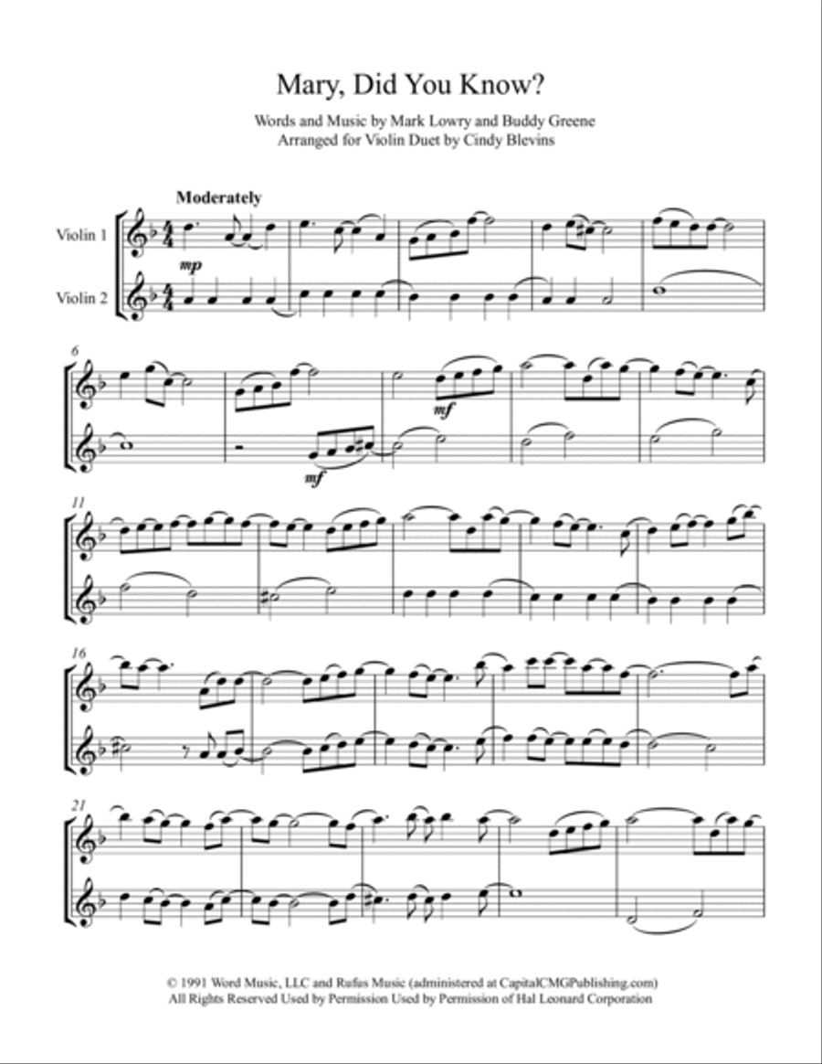 Mary, Did You Know? String Duet scores gallery preview page 6