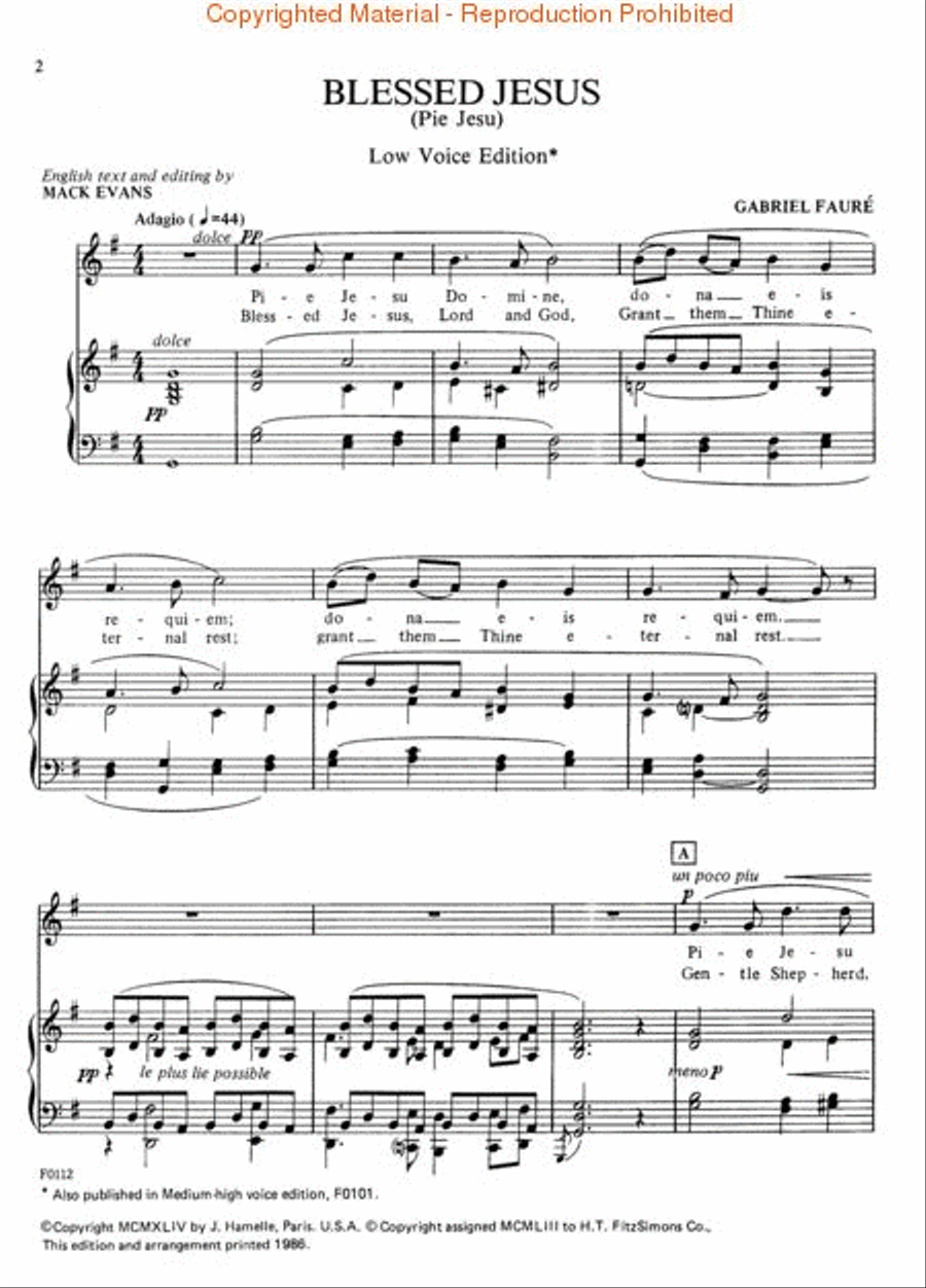 Blessed Jesus (Pie Jesu) Voice Solo scores gallery preview page 2
