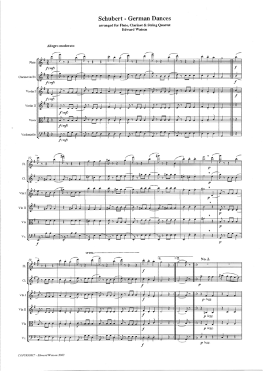 Schubert German Dances Schubert German Dances Clarinet scores gallery preview page 2