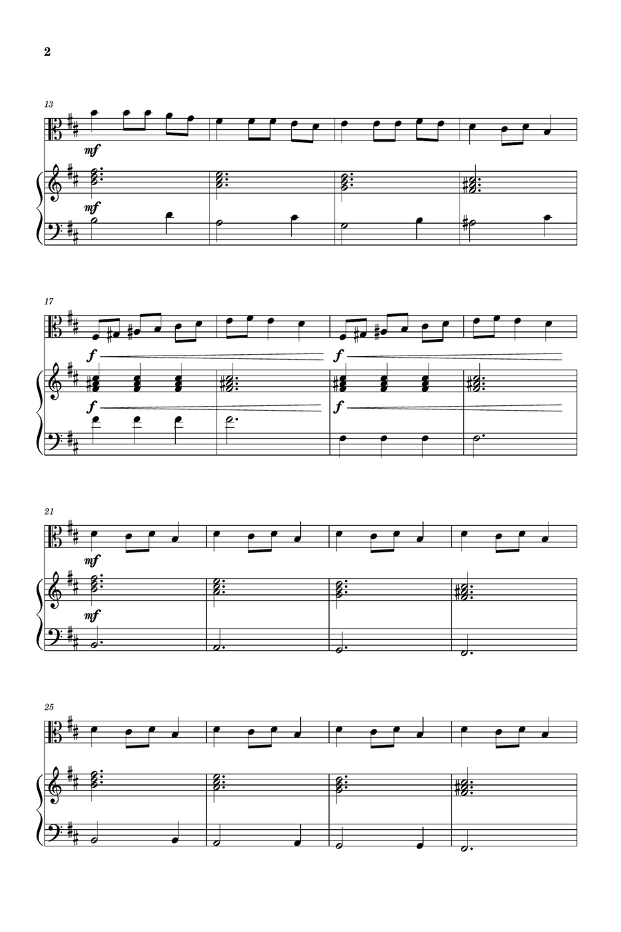 Carol of the Bells for Viola and Piano (Very Easy - Beginner) Piano scores gallery preview page 2