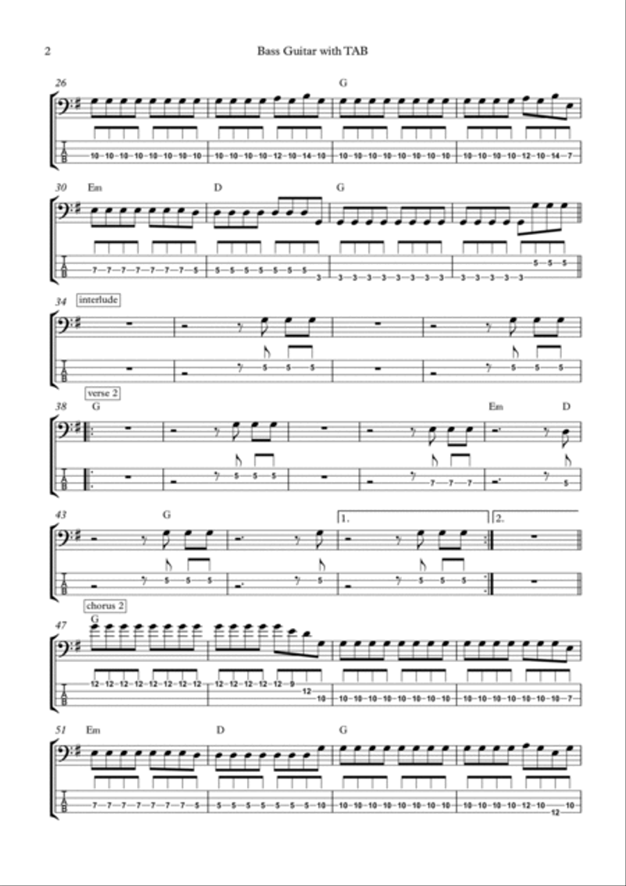 Best Fake Smile Guitar Tablature scores gallery preview page 2