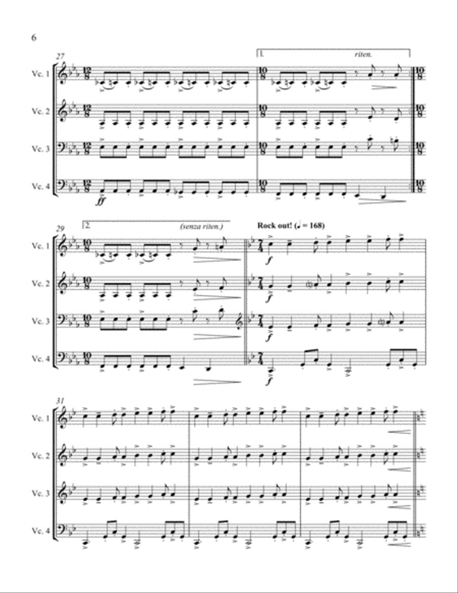 Demented Music (Pervertimento for Cello Quartet) Cello scores gallery preview page 4