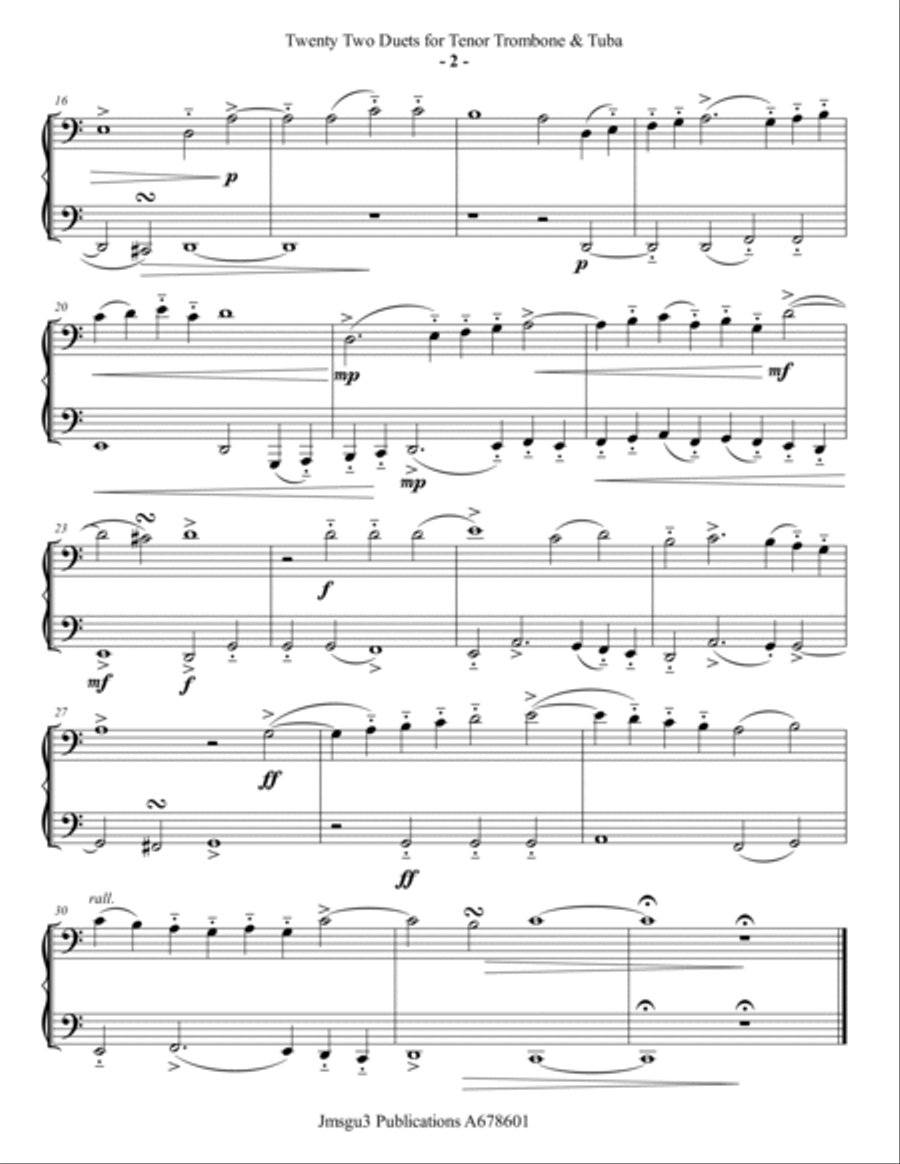 Josquin: 22 Duets for Trombone & Tuba Brass Duet scores gallery preview page 2