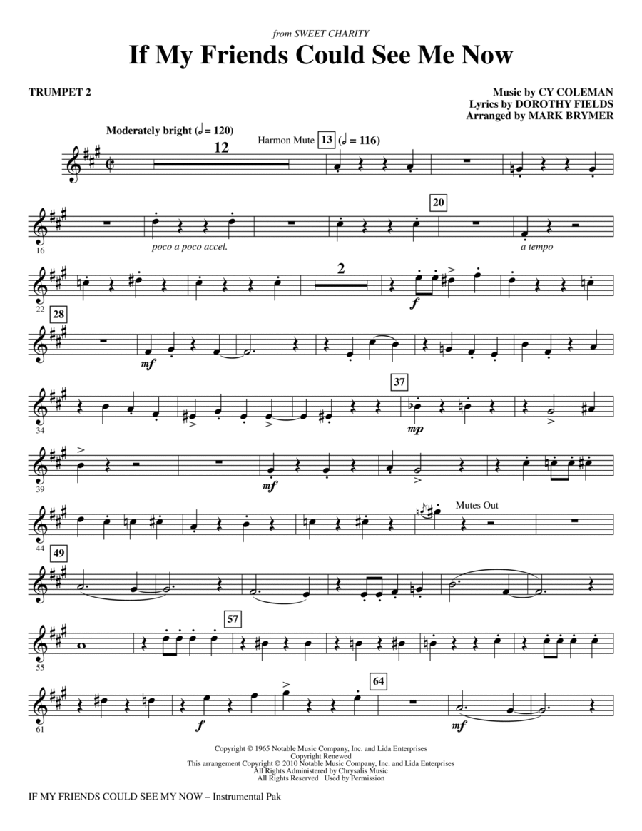 If My Friends Could See Me Now (from Sweet Charity) - Trumpet 2 Choir scores gallery preview page 1