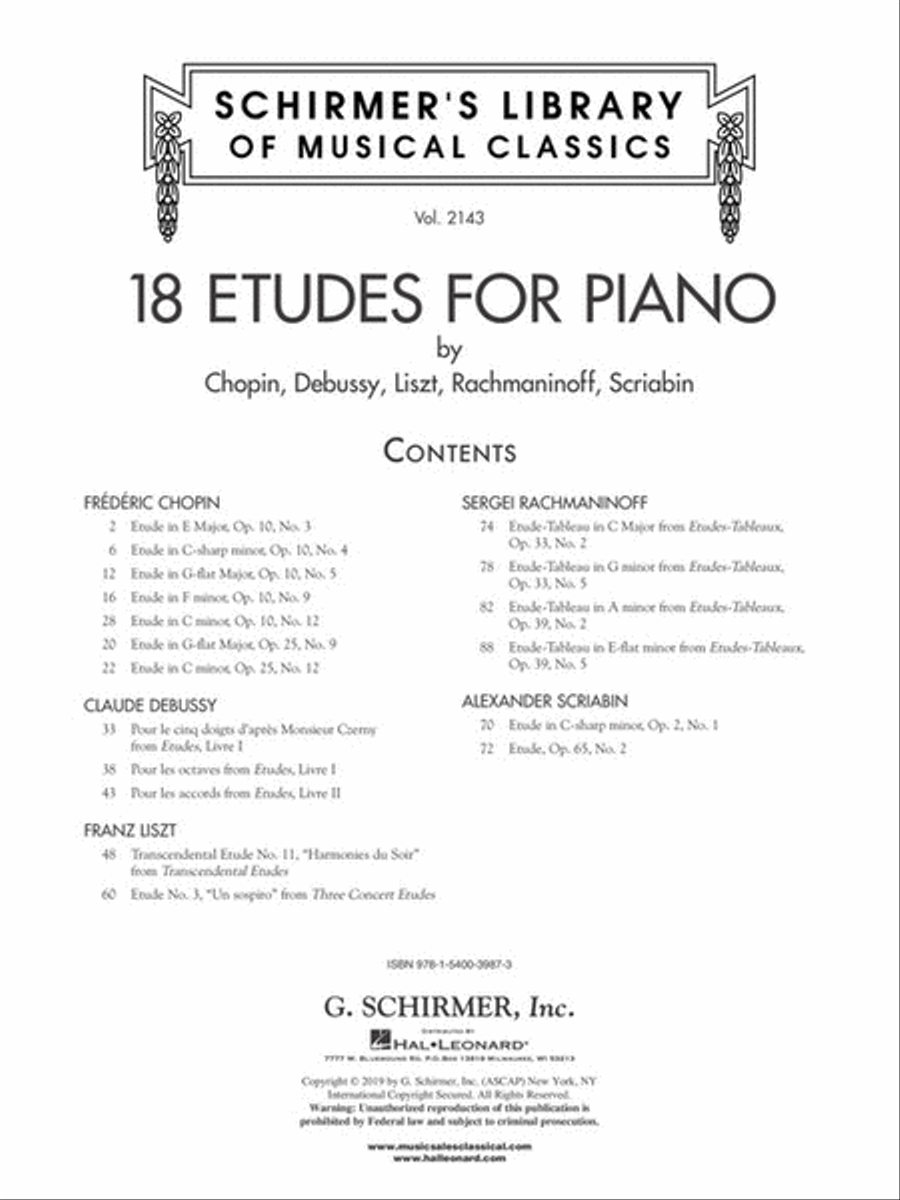 18 Etudes for Piano by Chopin, Debussy, Liszt, Rachmaninoff, Scriabin Piano Method scores gallery preview page 2