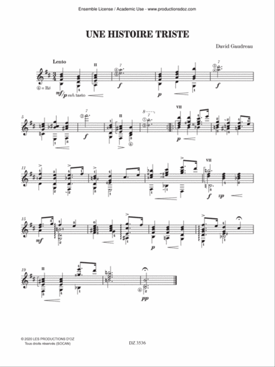 Une histoire triste / Dis-moi Classical Guitar scores gallery preview page 3