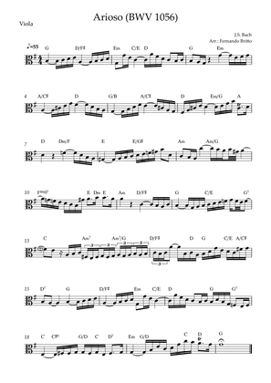 Arioso (J.S. Bach - BWV 1056) for Viola Solo with Chords