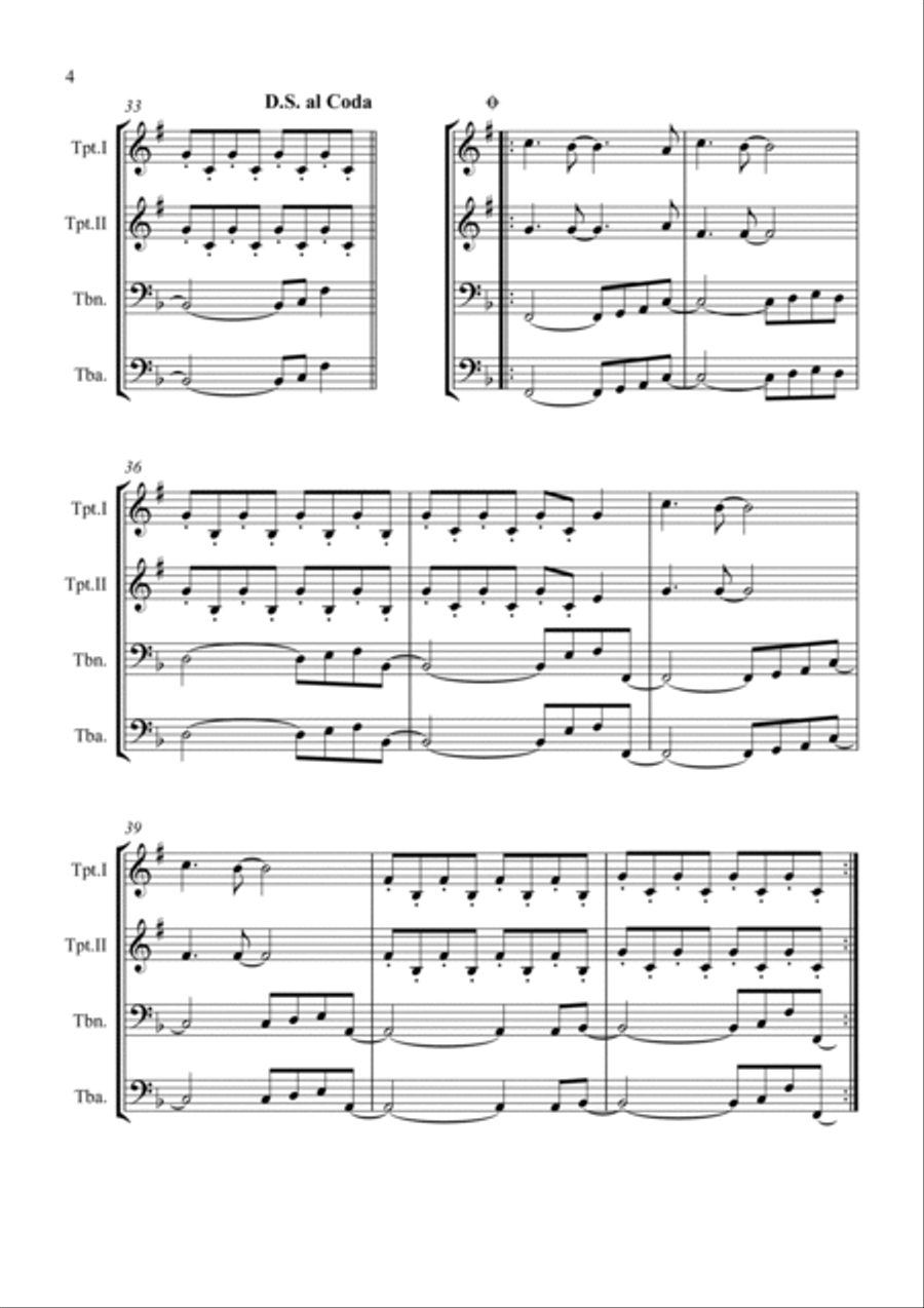 Don't Stop Believin' Brass Quartet scores gallery preview page 4