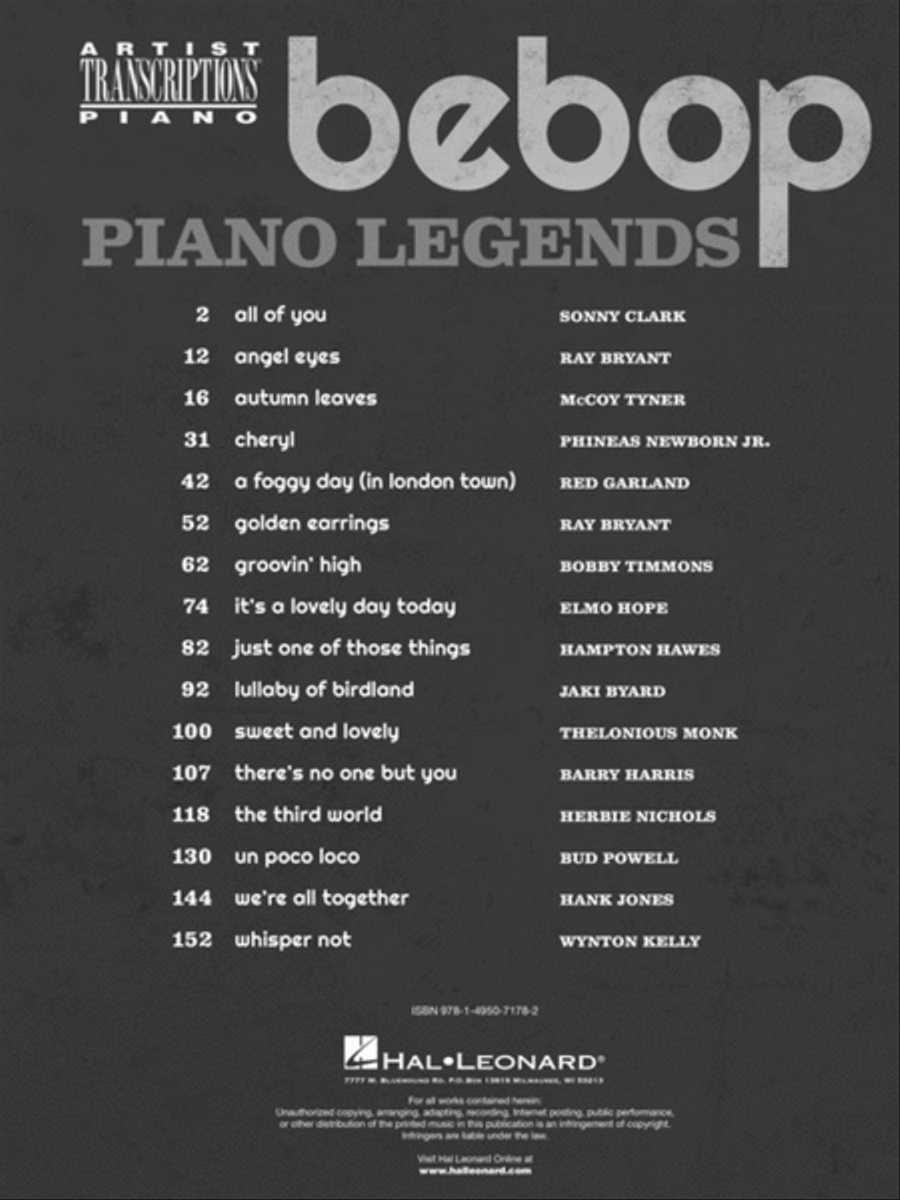 Bebop Piano Legends Bebop Piano Legends Piano scores gallery preview page 2