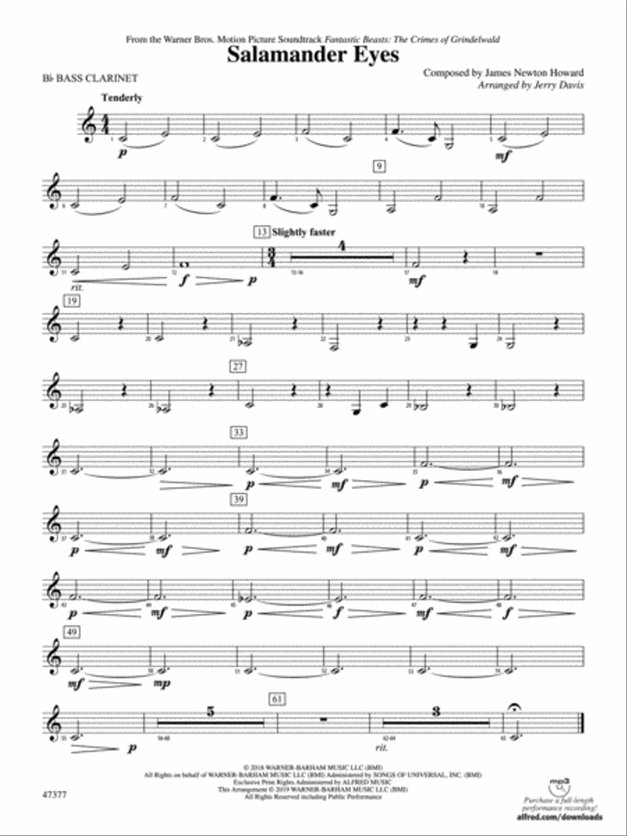 Salamander Eyes: B-flat Bass Clarinet Concert Band scores gallery preview page 1