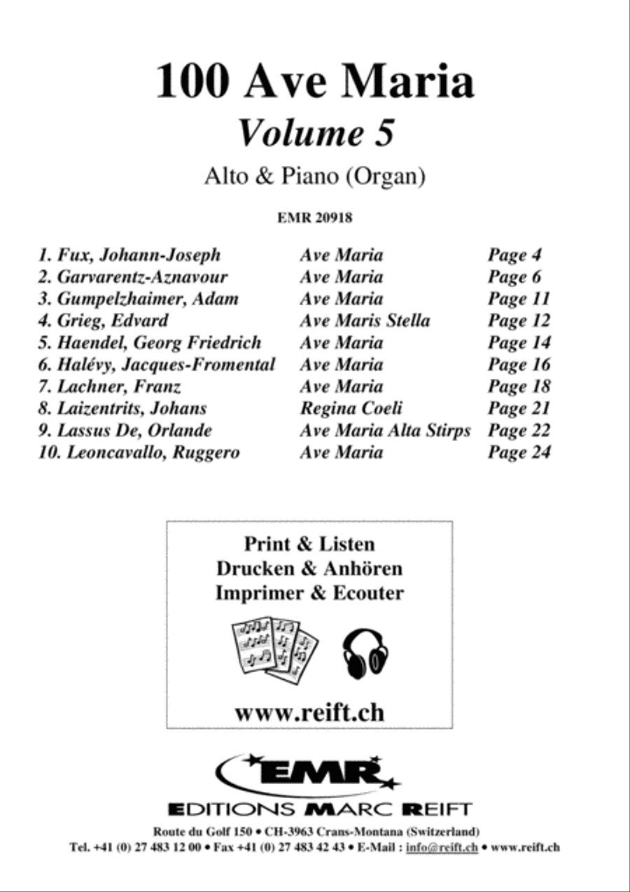 100 Ave Maria Volume 5 Alto Voice scores gallery preview page 2
