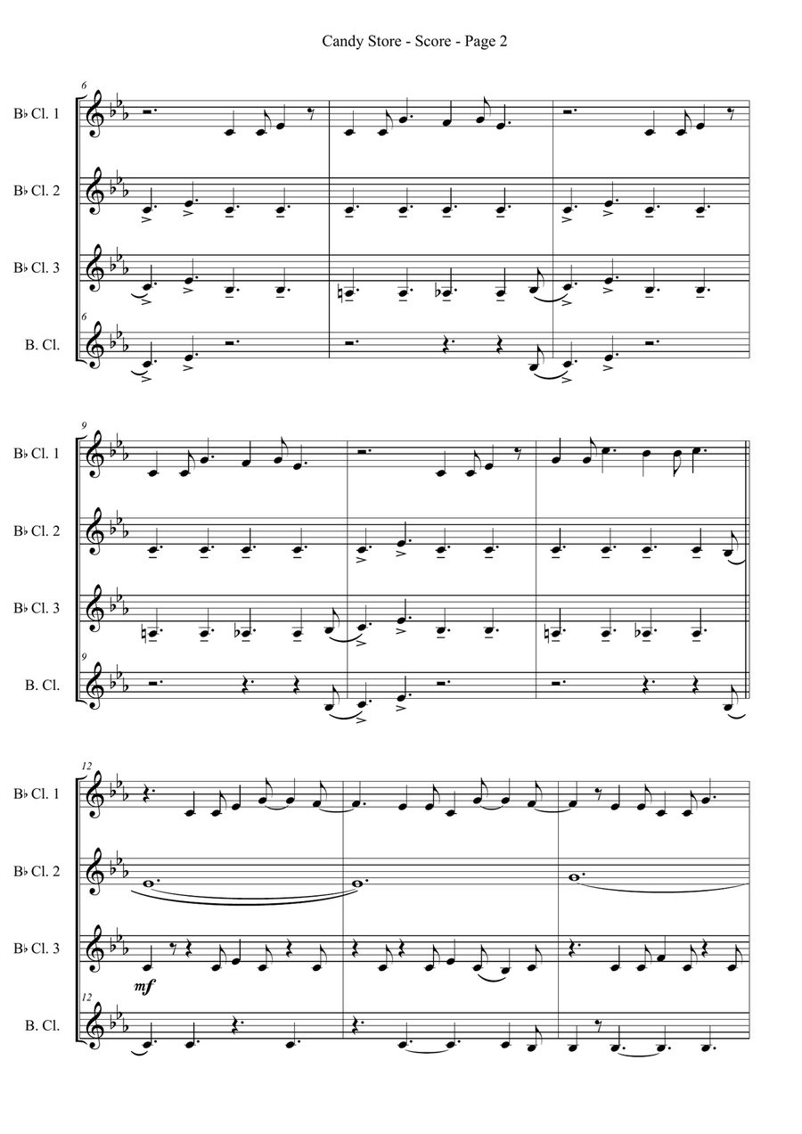 Candy Store Clarinet Quartet scores gallery preview page 2