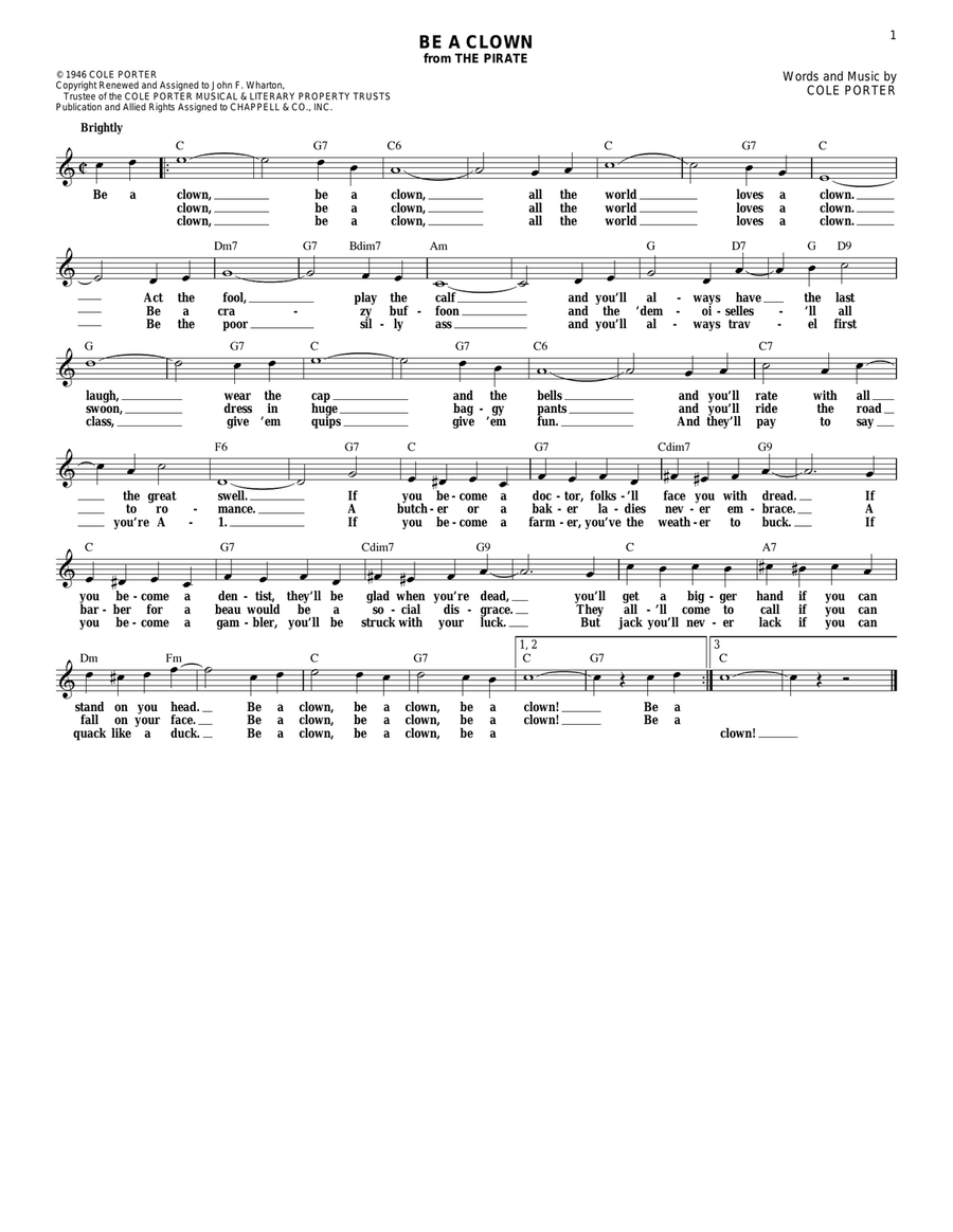 Be A Clown Electric Guitar scores gallery preview page 1