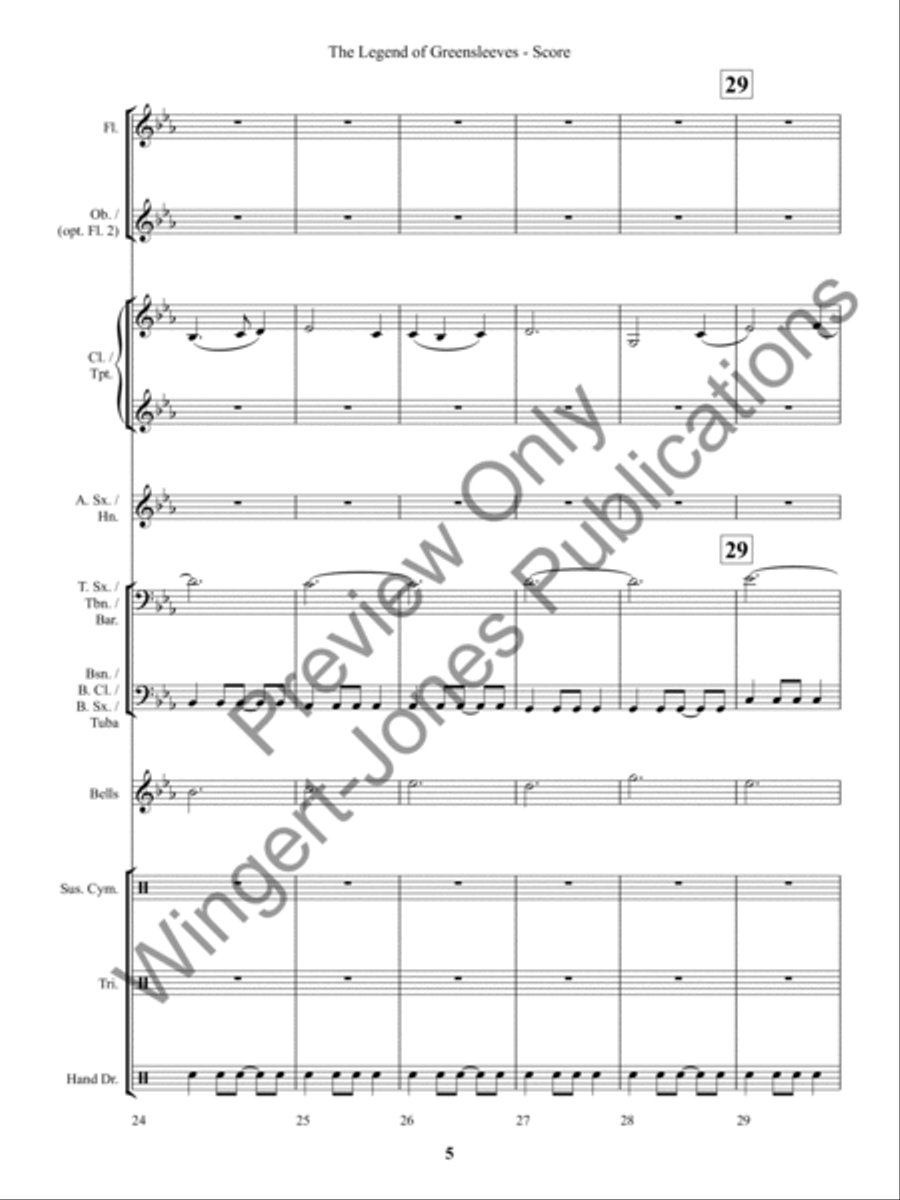 The Legend of Greensleeves (Score) Concert Band scores gallery preview page 8