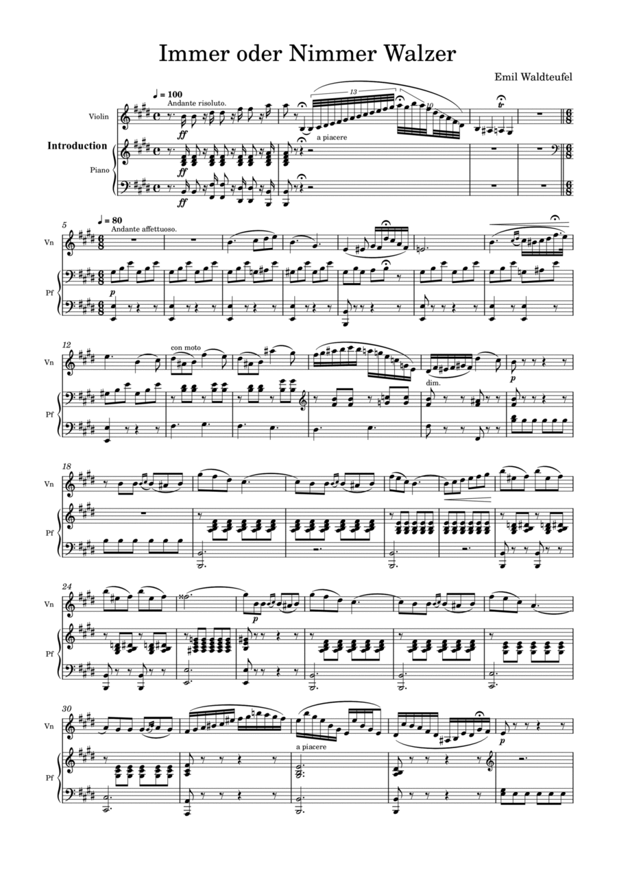 Immer oder Nimmer Walzer Immer oder Nimmer Walzer Violin Solo scores gallery preview page 1