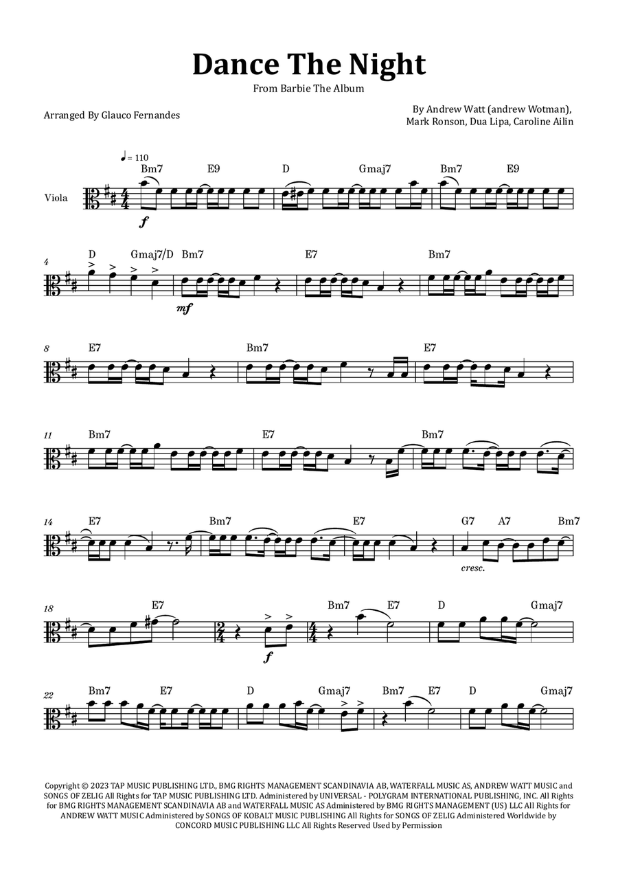Dance The Night Chamber Music scores gallery preview page 1