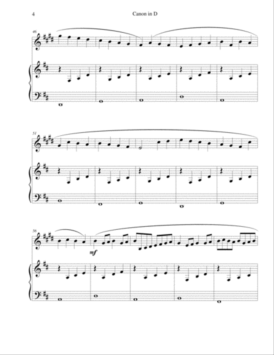 Pachelbel's Canon in D - for Bb clarinet and piano B-Flat Clarinet scores gallery preview page 4