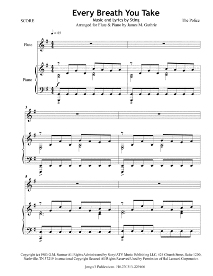 Every Breath You Take Flute Solo scores gallery preview page 1