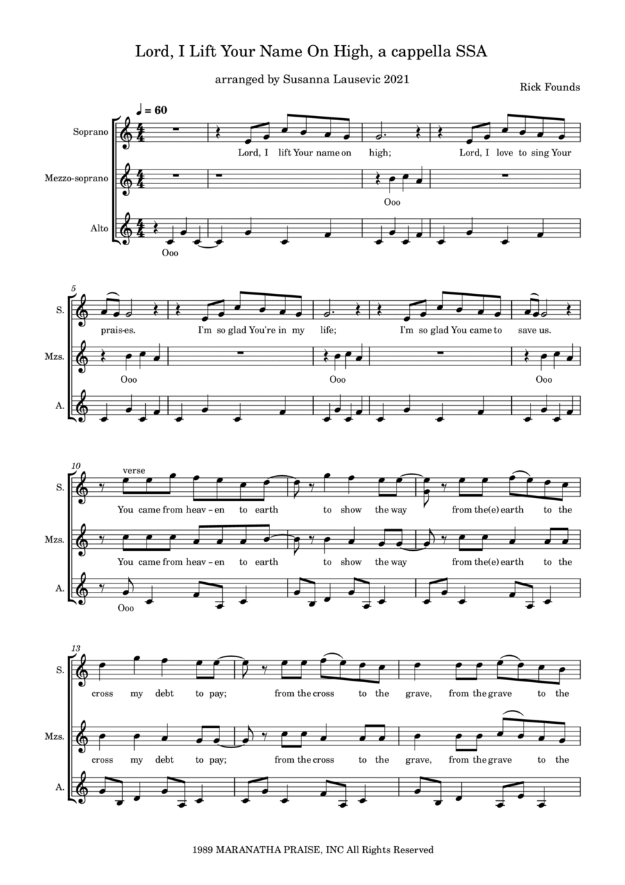 Lord, I Lift Your Name On High SSA scores gallery preview page 1
