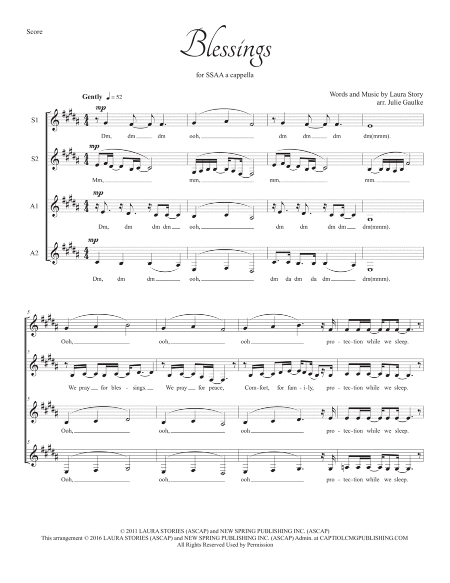 Blessings Blessings SSAA scores gallery preview page 1