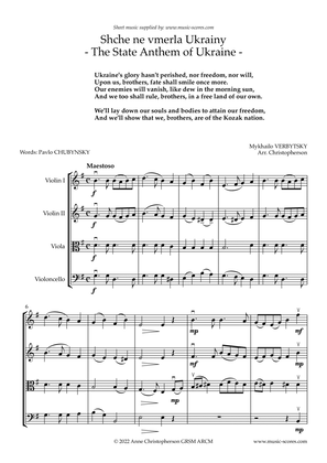 Shche ne verla Ukrainy: The State Anthem of Ukraine - String Quartet