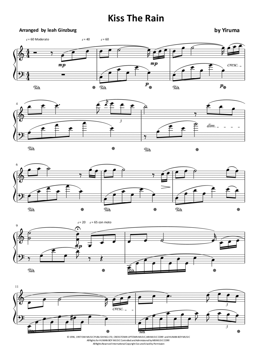 Kiss The Rain Piano Solo scores gallery preview page 1