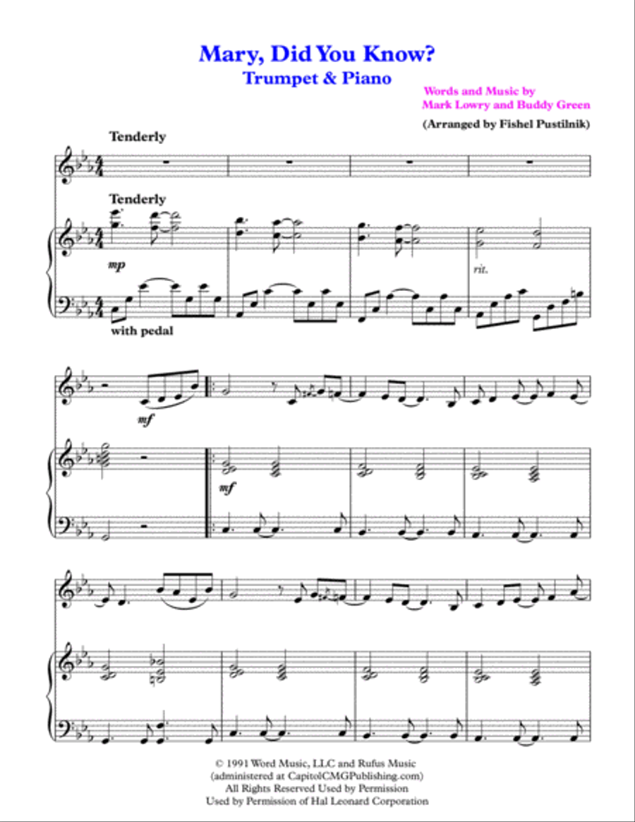 Mary, Did You Know? Trumpet Solo scores gallery preview page 2