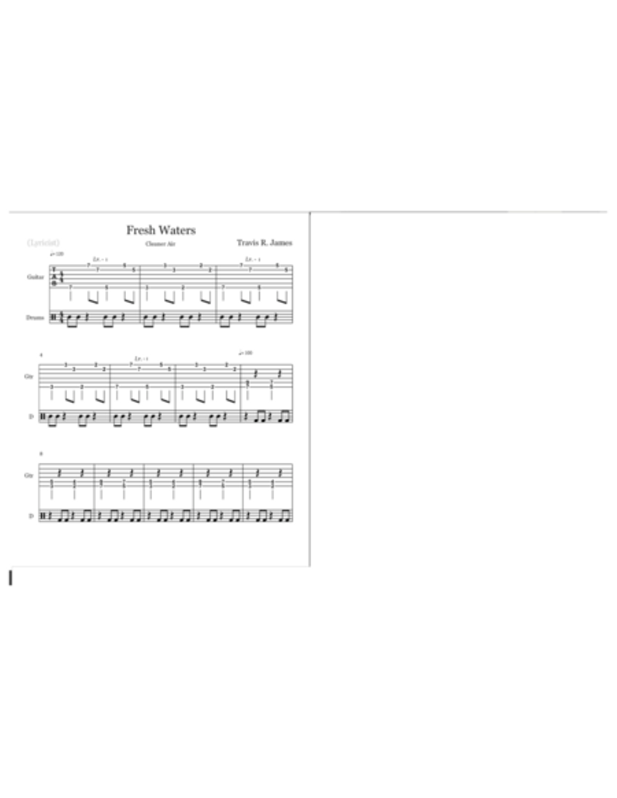Fresh Waters Classical Guitar scores gallery preview page 1
