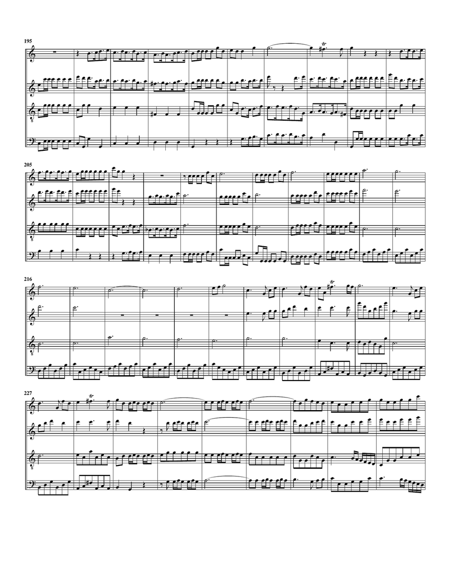 Overture to Music for the Royal fireworks (arrangement for 4 recorders) Recorder scores gallery preview page 6