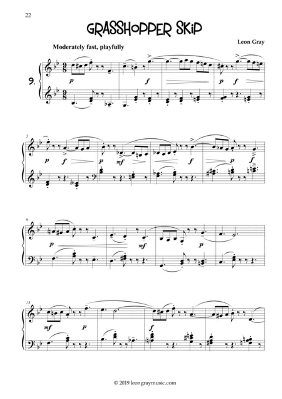Grasshopper Skip (No. 9), Dottystripe Lane © 2019 Leon Gray Piano Solo scores gallery preview page 2
