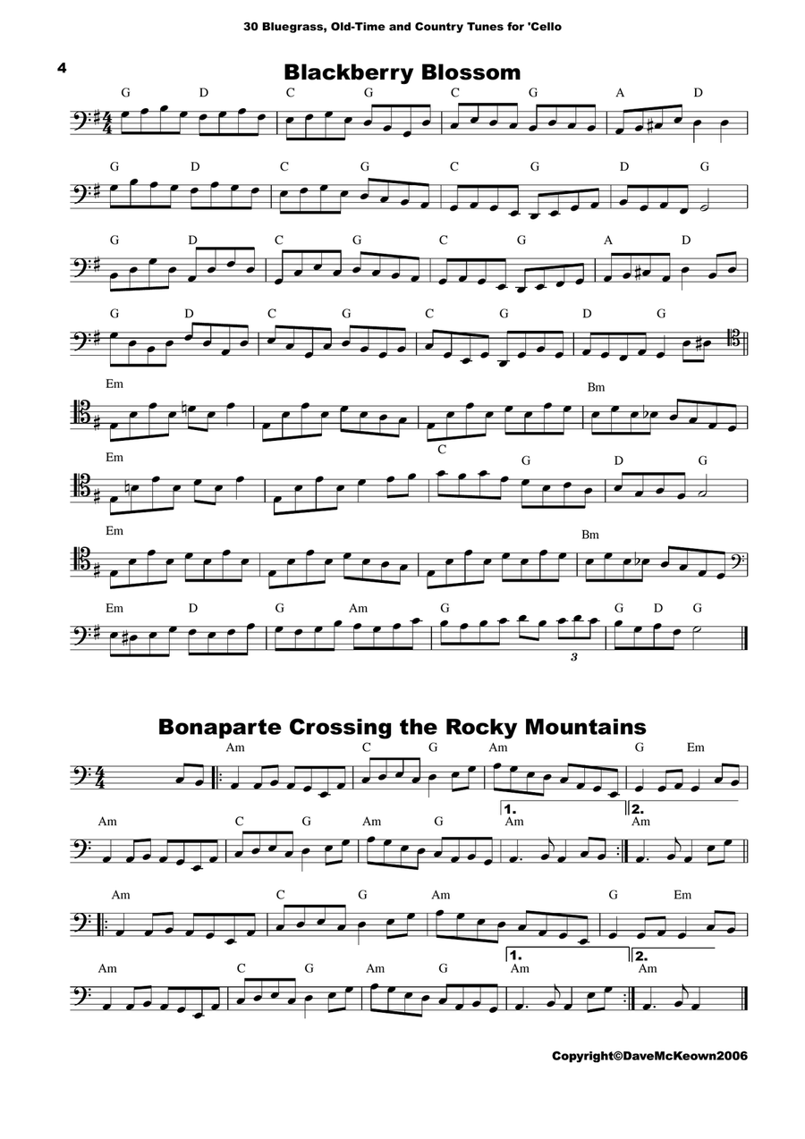 30 Bluegrass and Country Tunes for Cello Bluegrass Fiddle scores gallery preview page 4