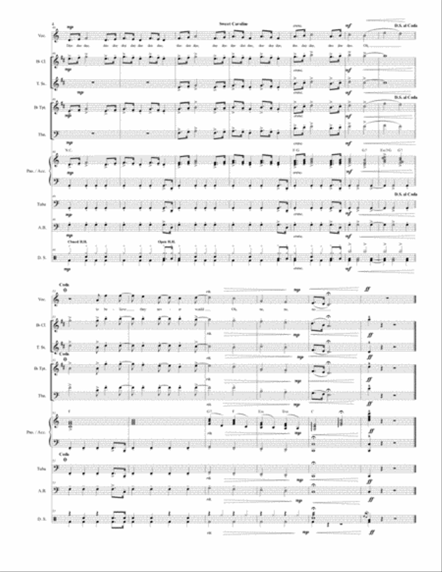 Sweet Caroline Large Ensemble scores gallery preview page 4