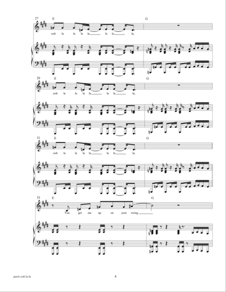 Paris (ooh La La) Piano, Vocal, Guitar scores gallery preview page 6